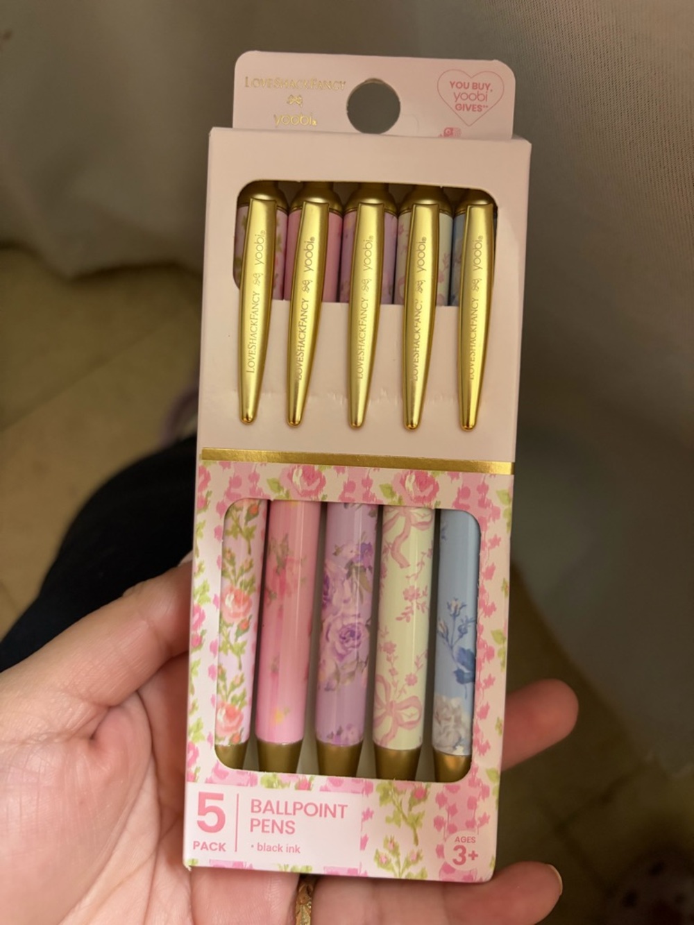 Floral Ballpoint Pen Set - Pastel Pink, Lavender, Cream, Blue
